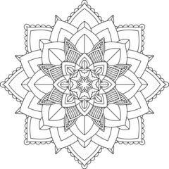 Easy Mandala coloring book simple and basic for beginners, seniors and children. Set of Mehndi flower pattern for Henna drawing and tattoo. Decoration in ethnic oriental, Indian style.