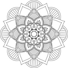 Easy Mandala coloring book simple and basic for beginners, seniors and children. Set of Mehndi flower pattern for Henna drawing and tattoo. Decoration in ethnic oriental, Indian style.