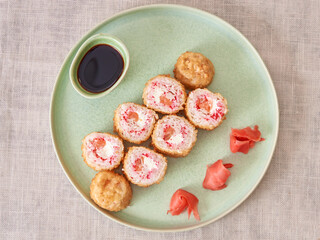 Fresh sushi rolls on a plate