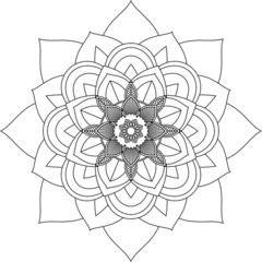 Easy Mandala coloring book simple and basic for beginners, seniors and children. Set of Mehndi flower pattern for Henna drawing and tattoo. Decoration in ethnic oriental, Indian style.