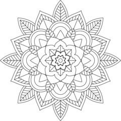 Easy Mandala coloring book simple and basic for beginners, seniors and children. Set of Mehndi flower pattern for Henna drawing and tattoo. Decoration in ethnic oriental, Indian style.