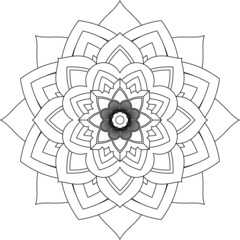 Obraz premium Easy Mandala coloring book simple and basic for beginners, seniors and children. Set of Mehndi flower pattern for Henna drawing and tattoo. Decoration in ethnic oriental, Indian style.