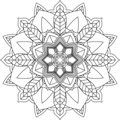 Easy Mandala coloring book simple and basic for beginners, seniors and children. Set of Mehndi flower pattern for Henna drawing and tattoo. Decoration in ethnic oriental, Indian style.