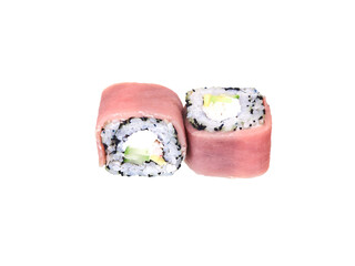 Sushi rolls asian food isolated on white