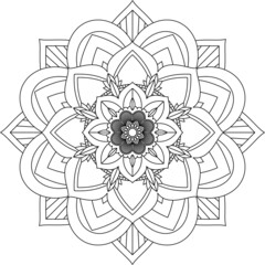 Easy Mandala coloring book simple and basic for beginners, seniors and children. Set of Mehndi flower pattern for Henna drawing and tattoo. Decoration in ethnic oriental, Indian style.