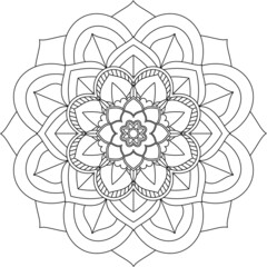 Easy Mandala coloring book simple and basic for beginners, seniors and children. Set of Mehndi flower pattern for Henna drawing and tattoo. Decoration in ethnic oriental, Indian style.