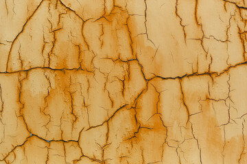 Fototapeta premium Natural abstract background of textured cracked wall of orange color.