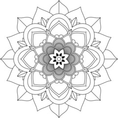 Easy Mandala coloring book simple and basic for beginners, seniors and children. Set of Mehndi flower pattern for Henna drawing and tattoo. Decoration in ethnic oriental, Indian style.