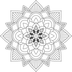 Easy Mandala coloring book simple and basic for beginners, seniors and children. Set of Mehndi flower pattern for Henna drawing and tattoo. Decoration in ethnic oriental, Indian style.