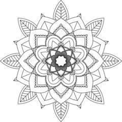 Easy Mandala coloring book simple and basic for beginners, seniors and children. Set of Mehndi flower pattern for Henna drawing and tattoo. Decoration in ethnic oriental, Indian style.