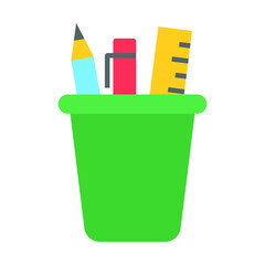 plastic bucket , pencil holder vector icon
