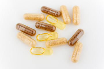 Natural vitamin supplements and capsules, biologically active additives