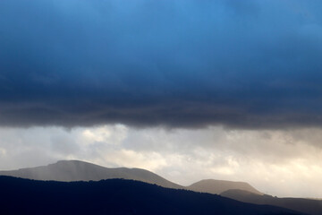 Rain clouds over the mountains