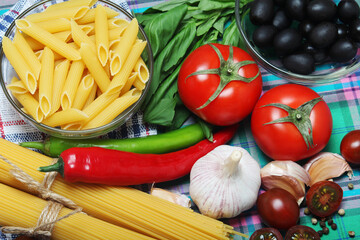 Ingredients for traditional Italian pasta