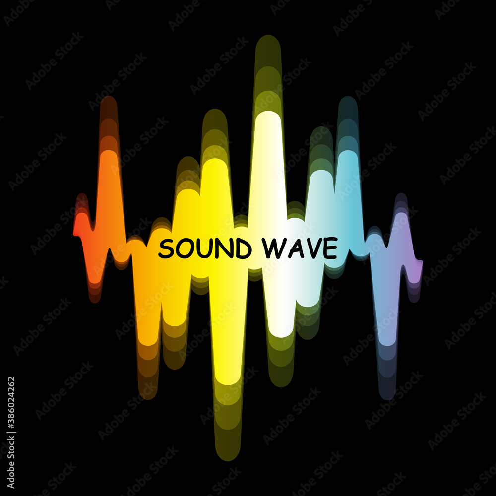 Aufkleber spectrum sound wave logo. vector digital colorful waveform with blur effect on black background. mod