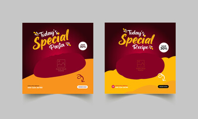 Foods menu social media post square promotional web banner template design
