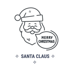 Vector graphic illustration on a white background. Concept icon in line design. Online congratulations from santa claus. Symbol, sign, logo, emblem.