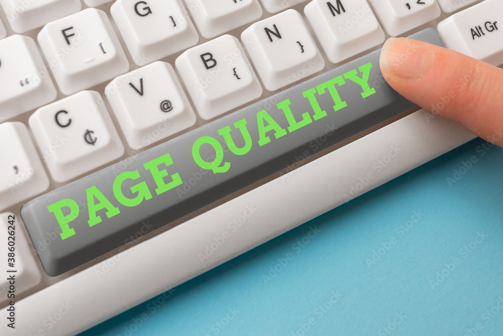 Poster word writing text page quality. business photo showcasing effectiveness of a website in terms of app