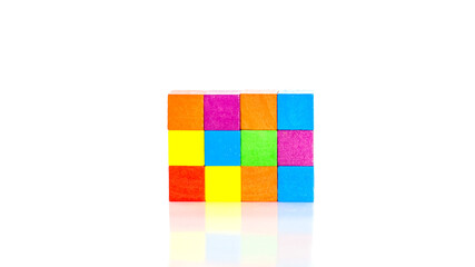 Children's toys are made up of various rectangular wooden blocks.