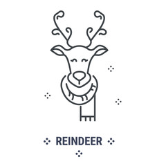Vector graphic illustration on a white background. Concept icon in line design. Reindeer. Symbol, sign, logo, emblem.