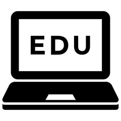 
A laptop having wallpaper written EDU characterizing online education 
