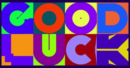 Good luck background in typographical style, Good luck card animated.