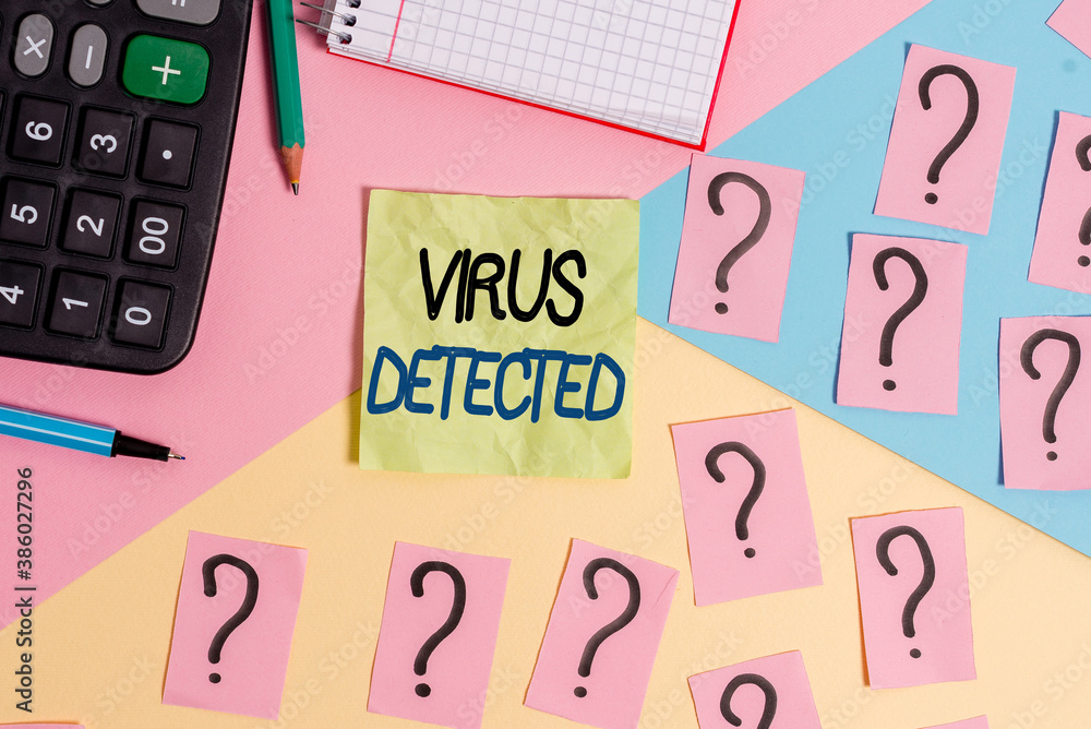 Poster text sign showing virus detected. business photo text a computer program used to prevent and remove 