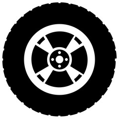 Obraz premium Round circle with floral pattern denoting car wheel icon 