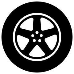 Obraz premium Round circle with floral pattern denoting car wheel icon 