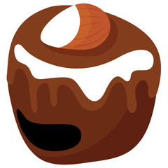 
Delicious dark praline chocolate candy flat icon image 
