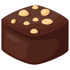
Delicious dark praline chocolate candy flat icon image 
