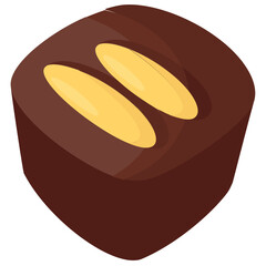 
Delicious dark praline chocolate candy flat icon image 
