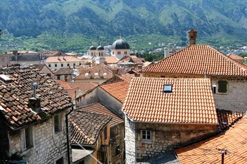 roofs of houses in old town of Kotor 
