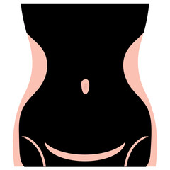 
Front side of human body showing a shaped abdomen graphic 
