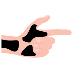 
Human sensory organ of touch is denoted here by showing single finger 
