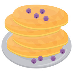 
A stack of pancakes in a platter served with blueberries

