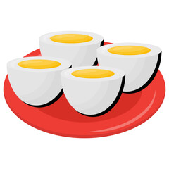 
A plate of hard boiled eggs in two halves 
