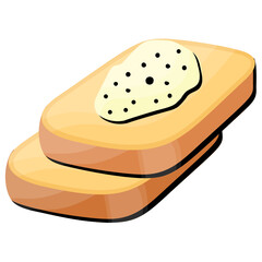 
Two slices of wholegrain bread with butter on top 
