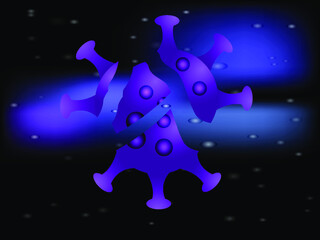 banner about coronavirus to inform and warn about the spread of the disease. 3D model of a bacterial virus