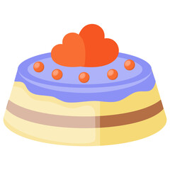 
Cake with chocolate topping and candles on the top, birthday cake icon 
