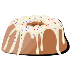 
Cake with chocolate topping and candles on the top, birthday cake icon 
