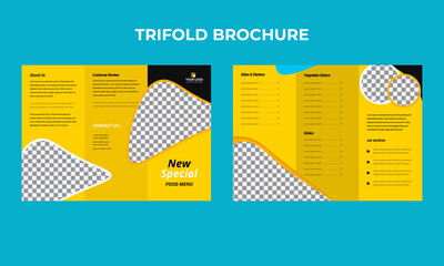 Restaurant Tri-Fold Brochure Menu vector design