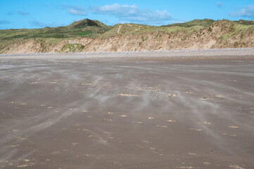 Drifting sand replicating covid19 transmission on Rhossili Beach, Gower, Wales