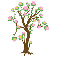 
A flowering seasonal spring tree, flat icon vector 
