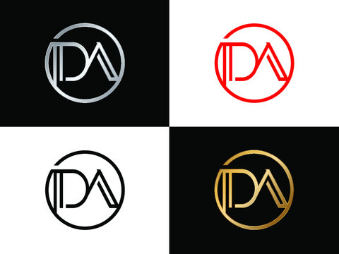 da Circular Letter Logo with Circle Design and Black red gold color