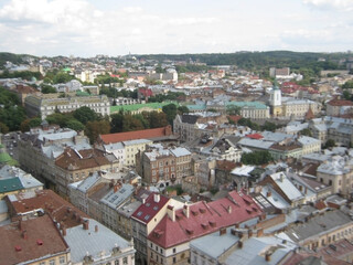 Fototapeta na wymiar Panorama of the city of Lviv. View from above. Ukraine. Europe