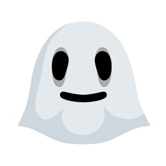 Ghost. Funny flying spirit.The Halloween element. White cute character. FLat cartoon illustration. Icon of death