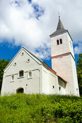 Vertical shot of the little church on Ravna gora, Croatia