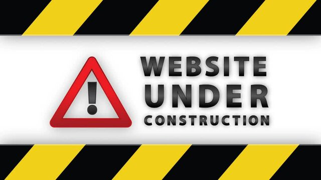 Animated Website Under Construction Label with Black and Yellow Line Striped. Seamless Loop
