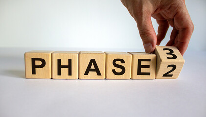 Time for Phase 3. Hand is turning a cube and changes the word 'Phase 2' to 'Phase 3'. Beautiful...
